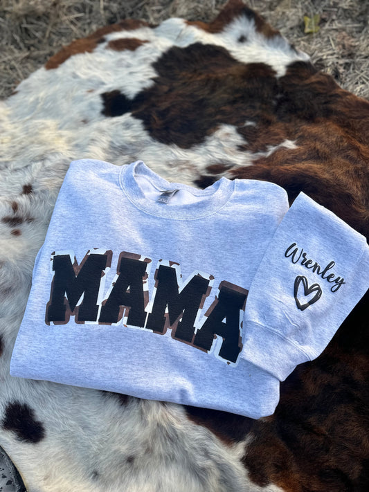 COWPRINT MAMA PUFF PRINT CREWNECK